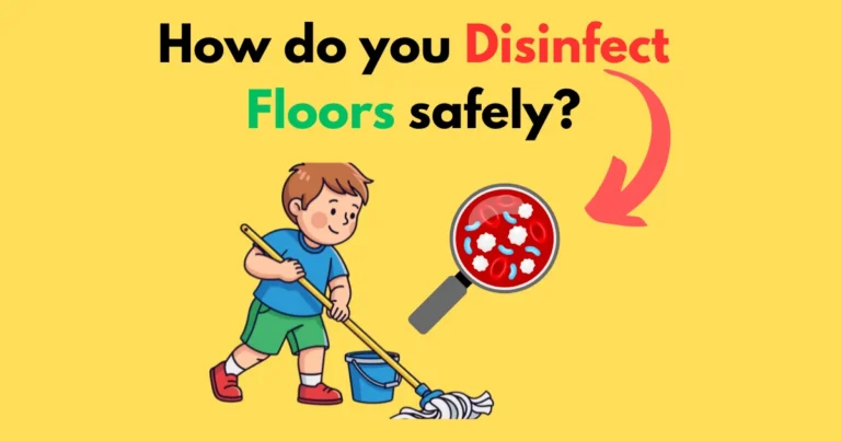 Expert demonstrating how to disinfect floors safely with proper protective equipment.