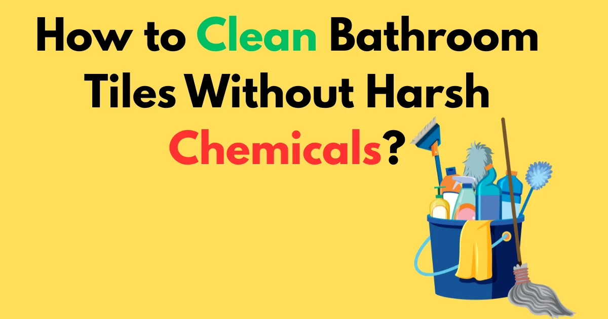 Person using a spray bottle and microfiber cloth to clean shiny bathroom tiles without harsh chemicals