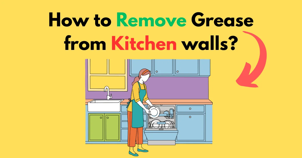 Close-up of hand safely removing thick grease from kitchen wall with microfibre cloth.